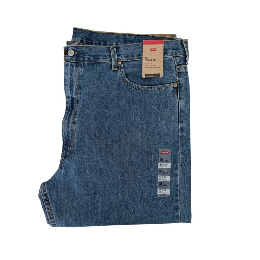Levi's Men's 550 Jeans Relaxed Fit Big & Tall Size 46x34 NWT